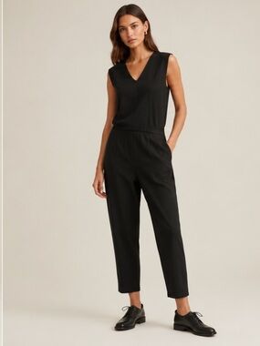 Eileen Fisher V-Neck Cropped Jumpsuit Size L